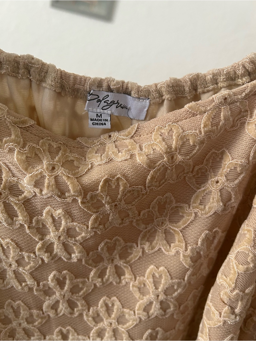 Polagram Beige Lace Peasant Dress - Picture 3 of 3